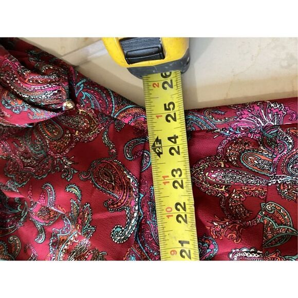 Talbots Petites Red Ruffle Paisley Blouse Top Sz 2XP Satin - Picture 8 of 9